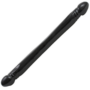 DILDO DOUBLE HEADER 18 SMOOTH BLACK, lungime 45.7 cm