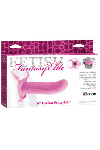 Elite 6 inch Hollow Stap-On Pink