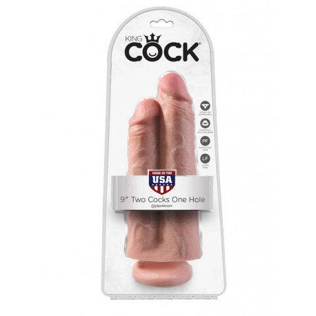 King Cock 9'' Two Cocks One Hole