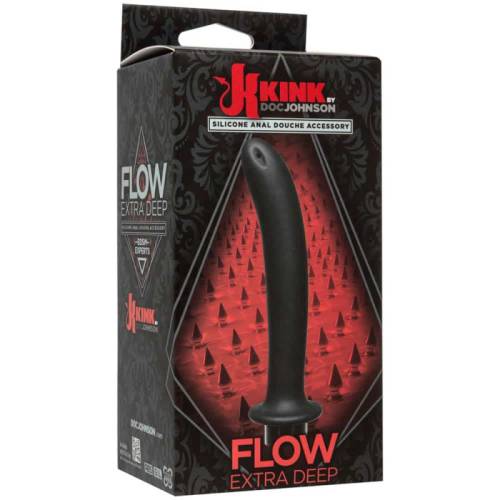 KINK - FLOW EXTRA DEEP - SILICONE ANAL DOUCHE ACCESSORY - BLACK