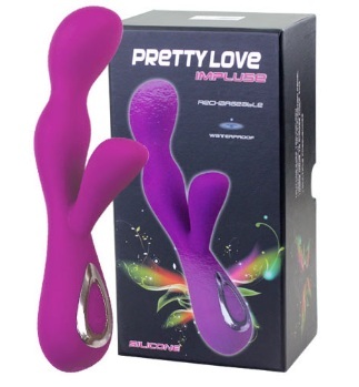 Vibrator cu stimulare vaginala si clitoridiana PRETTY LOVE IMPULSE, din Silicon, 18 cm