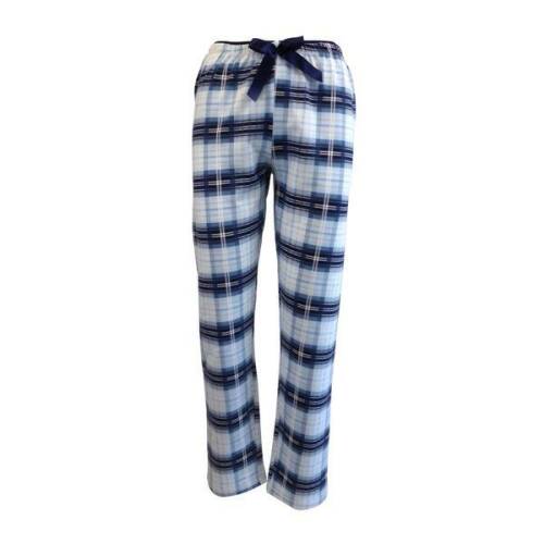 Pantaloni pijama dama, Univers Fashion, alb si albastru cu imprimeu carouri, L
