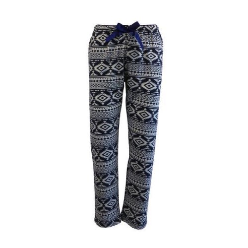 Pantaloni pijama dama, Univers Fashion, albastru cu imprimeu etnic gri deschis, M