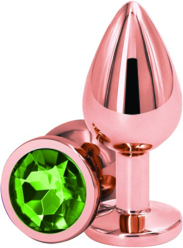 Dop Anal Charm Anal Plug Large, Rose Gold, Piatra Verde, Passion Labs