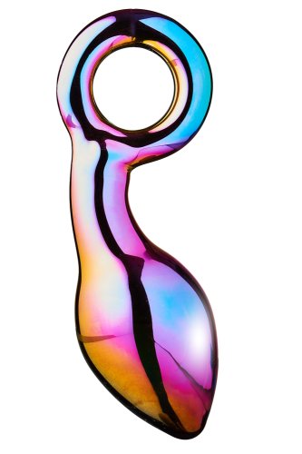 Dop Anal Chunky cu Inel, Sticla, Multicolor, 13 cm
