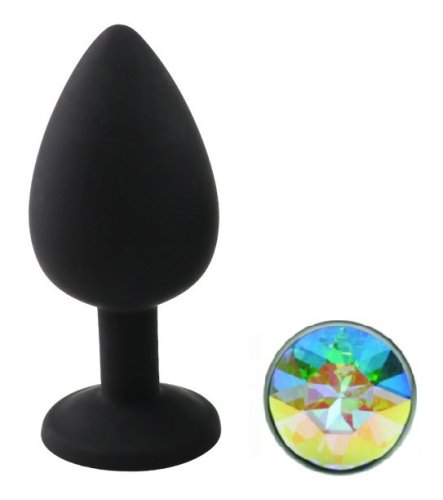 Dop Anal Diamond Buttplug Large Silicon Negru/Iridescent Mokko Toys