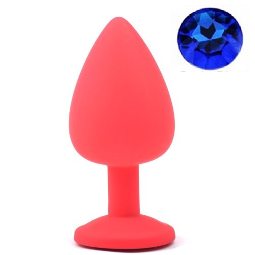 Dop Anal Diamond Buttplug Large Silicon Rosu/Albastru Inchis Mokko Toys