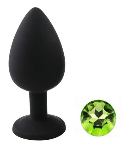 Dop Anal Diamond Buttplug Large Silicon Negru/Verde Deschis Mokko Toys