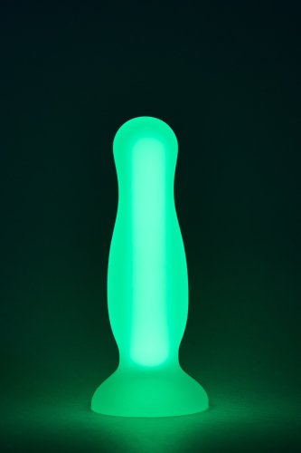 Dop Anal Small Glow in the Dark, Silicon Moale, Verde, 11 cm