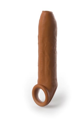 Prelungitor Penis Uncut cu Inel Testicule Fantasy X-Tensions Elite, Silicon, Maro, 20.3 cm