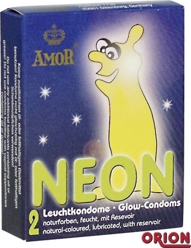 Set 2 Prezervative fosforescente Amor Neon