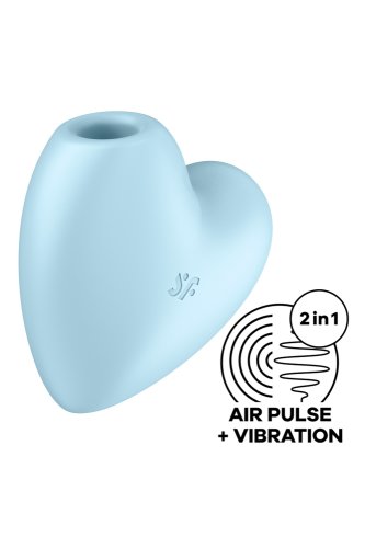 Stimulator Clitoris Cutie Heart Air Pulse Stimulator+Vibration, Silicon, USB, Albastru
