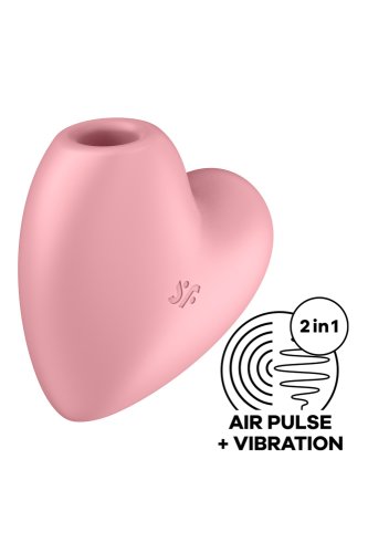 Stimulator Clitoris Cutie Heart Air Pulse Stimulator+Vibration, Silicon, USB, Roz
