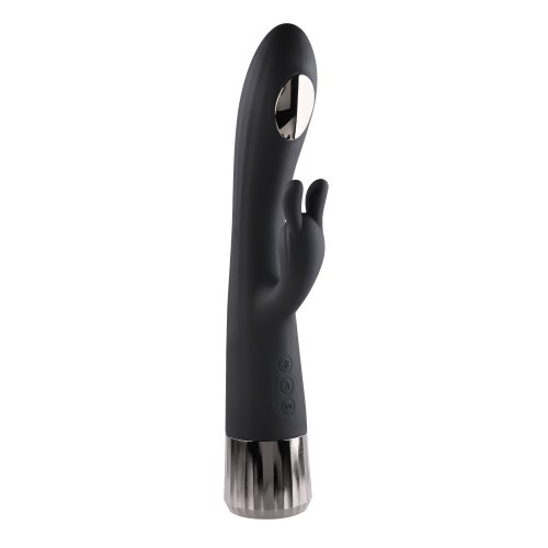 Vibrator Rabbit Heat Up&Chill, Silicon, USB, Negru, 24.1 cm