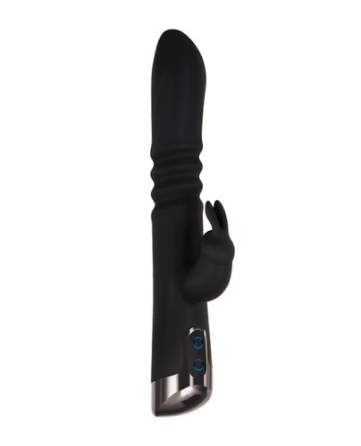 Vibrator Rapid Rabbit Thrusting&Vibrating, Silicon, USB, Negru, 25.4 cm