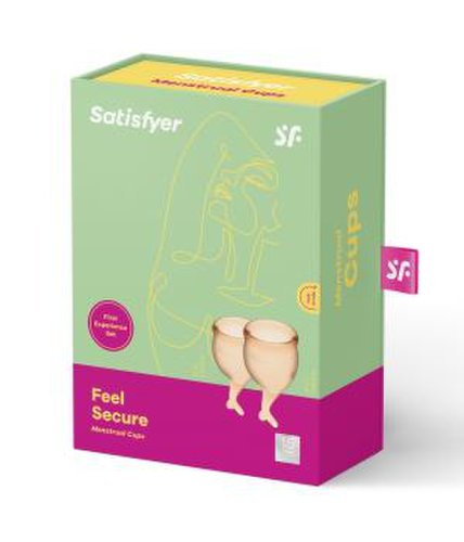 Cupa menstruala, Satisfyer Feel Secure, culoare galben, 1 cutie x 2 buc