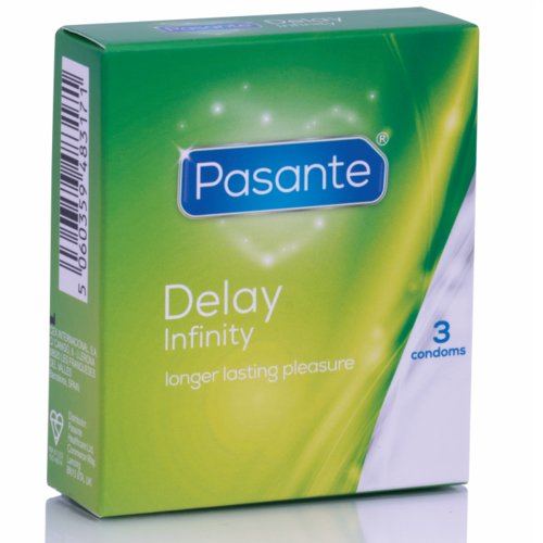 Prezervative PASANTE - Delay Infinity, impotriva ejacularii, 1 cutie x 3 buc