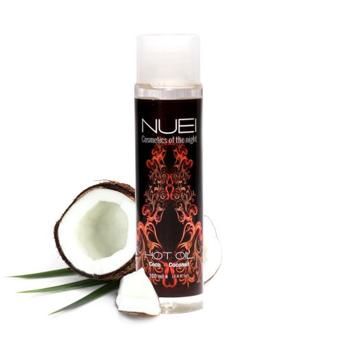 Ulei de masaj, NUEI - HOT OIL, sarutabil, cu efect de incalzire si aroma de Cocos, 100 ml